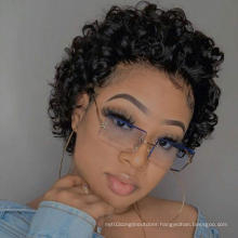 Short Curly Lace Front Human Hair Wigs for Black Women UDU Pixie Cut Wigs Pre Plucked with Baby Hair 150% Density